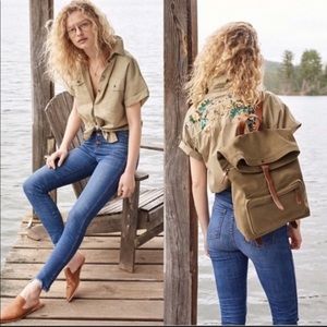 ❤️sold❤️Madewell green embroidered back top